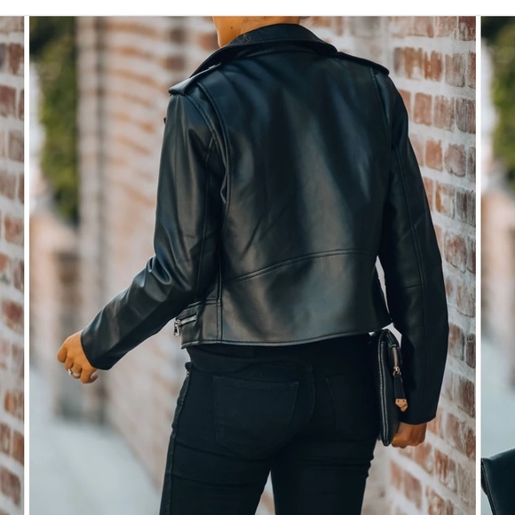 Vici Gramercy pocketed faux leather Moto jacket - Picture 3 of 9